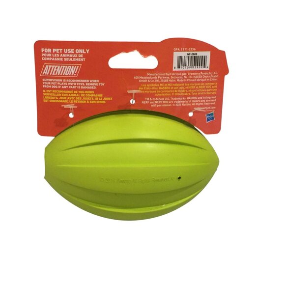 NERF Dog Treat Football Lime 5" Textured Rubber Dog Toy - Picture 4 of 4